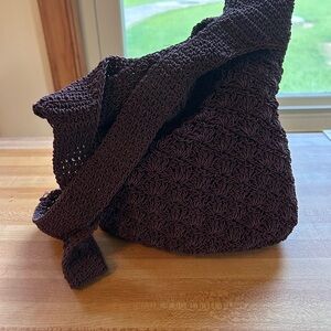 Dark purple woven shoulder bag